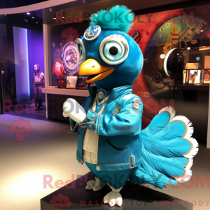 Sky Blue Peacock mascot...