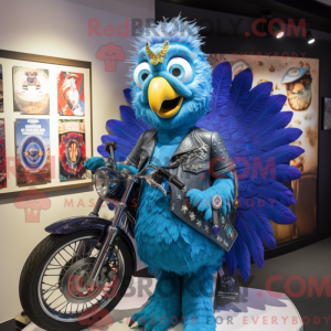 Sky Blue Peacock mascot...