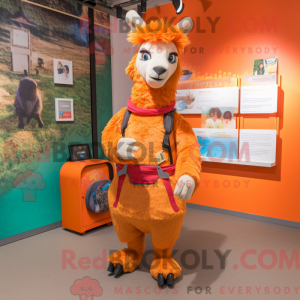 Oranje lamamaskotdraktfigur...