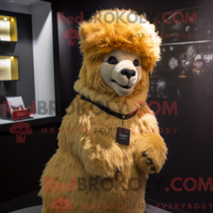 Guld Alpaca maskot kostume...