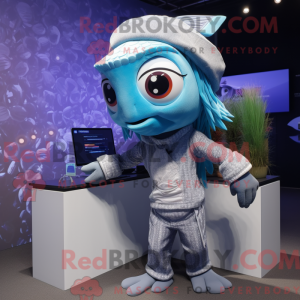 Silver Betta Fish mascot...