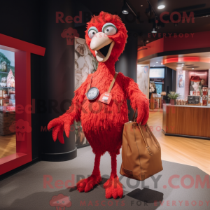 Rød struds maskot kostume...