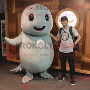 Gray Narwhal mascot costume...