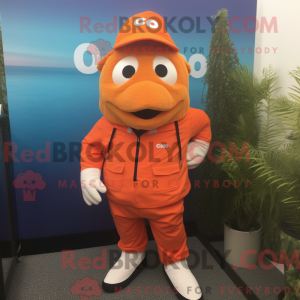 Orange Cod mascot costume...