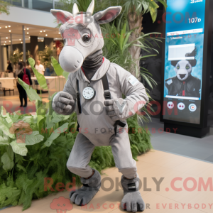 Gray Okapi mascot costume...