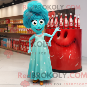 Turquoise fles ketchup...