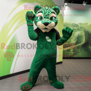 Green Jaguar mascot costume...