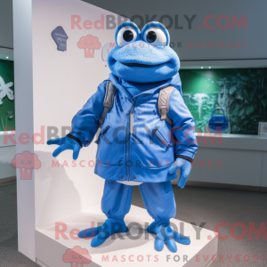 Blue Frog mascot costume...