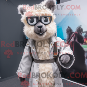 Grå Alpaca maskot kostume...