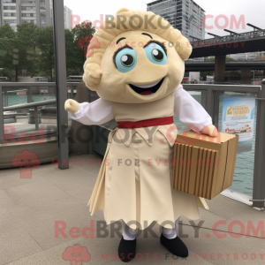 Beige Fish And Chips maskot...
