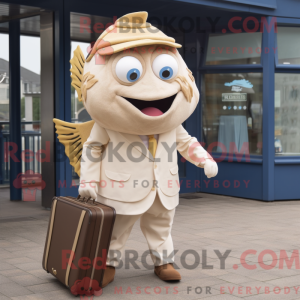 Beige Fish And Chips mascot...