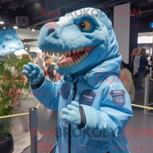 Sky Blue T Rex maskot...