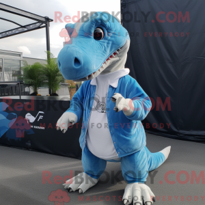 Sky Blue T Rex mascot...