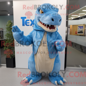 Sky Blue T Rex mascot...