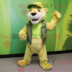 Lime Green Smilodon mascot...