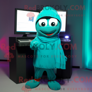 Teal Computer Maskottchen...