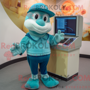 Teal Computer mascot...