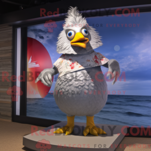 Sølv kylling maskot kostume...