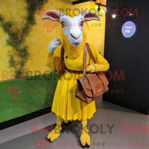 Yellow Goat mascot costume...