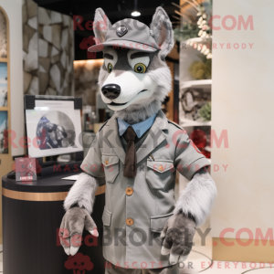 Gray Dingo mascot costume...