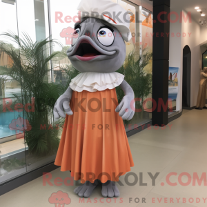 Gray Clown Fish mascot...