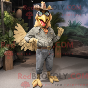 Tan Roosters maskot kostume...