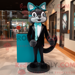 Teal Cat mascot costume...