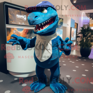 Blue T Rex mascot costume...
