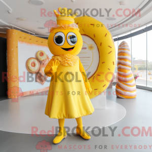 Gele donut mascottekostuum...