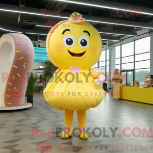 Gul doughnut maskot kostume...
