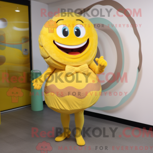 Gul doughnut maskot kostume...