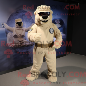 Beige Navy Seal mascot...