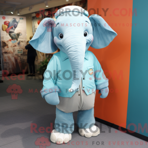 Cyan Elephant maskot drakt...