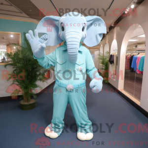 Cyan Elephant maskot drakt...