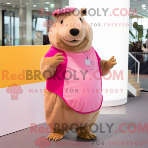 Pink Capybara mascot...