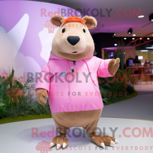 Pink Capybara maskot...