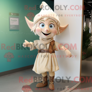 Beige alvemaskotdraktfigur...