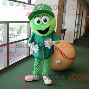 Green Baseball Ball mascot...