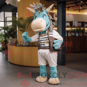 Cyan Quagga maskot kostume...