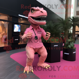 Pink T Rex maskot kostume...