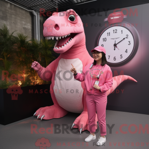 Pink T Rex maskot kostume...