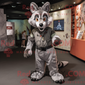 Gray Dingo mascot costume...