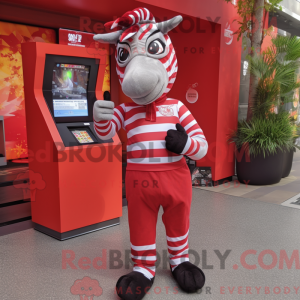 Red Zebra mascot costume...
