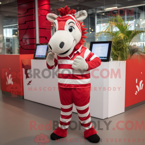 Rød Zebra maskot kostume...