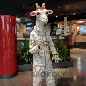 Hvit Giraffe maskot drakt...