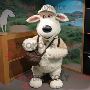 Cream Suffolk Sheep maskot...