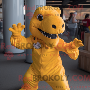 Yellow T Rex mascot costume...
