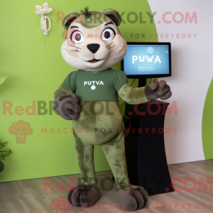Oliven Puma maskot kostume...