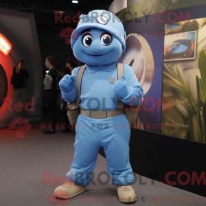 Blue Apricot mascot costume...