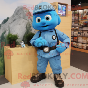 Blue Apricot mascot costume...